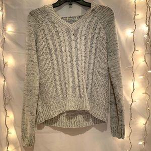 Soft Gray Crochet/Knitted Sweater